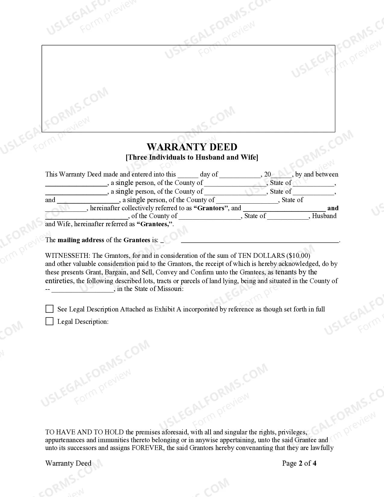 Preview Warranty Deed - Three Individuals to Husband and Wife