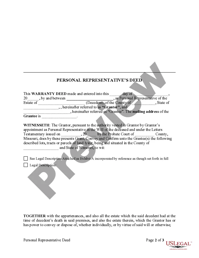 Get Personal Representative's Deed to Individual Preview Personal Representative's Deed to Individual