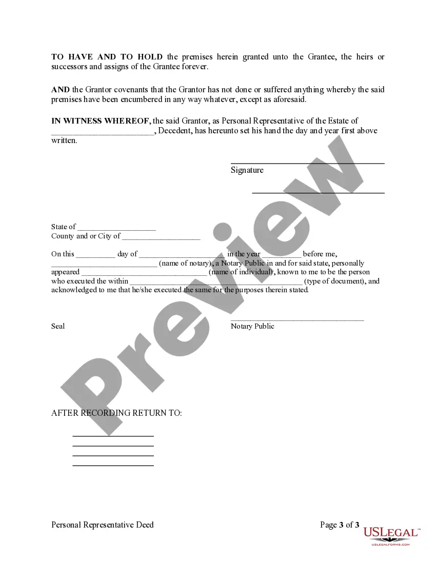Get Personal Representative's Deed to Individual Preview Personal Representative's Deed to Individual