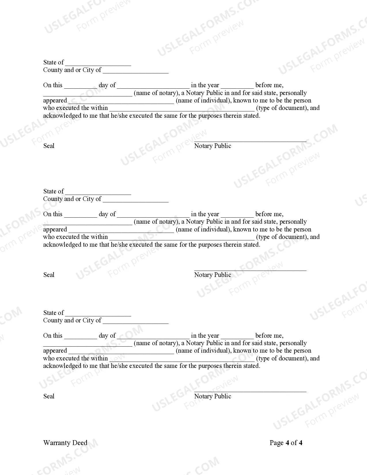 Preview Warranty Deed from Six Grantors to One Grantee