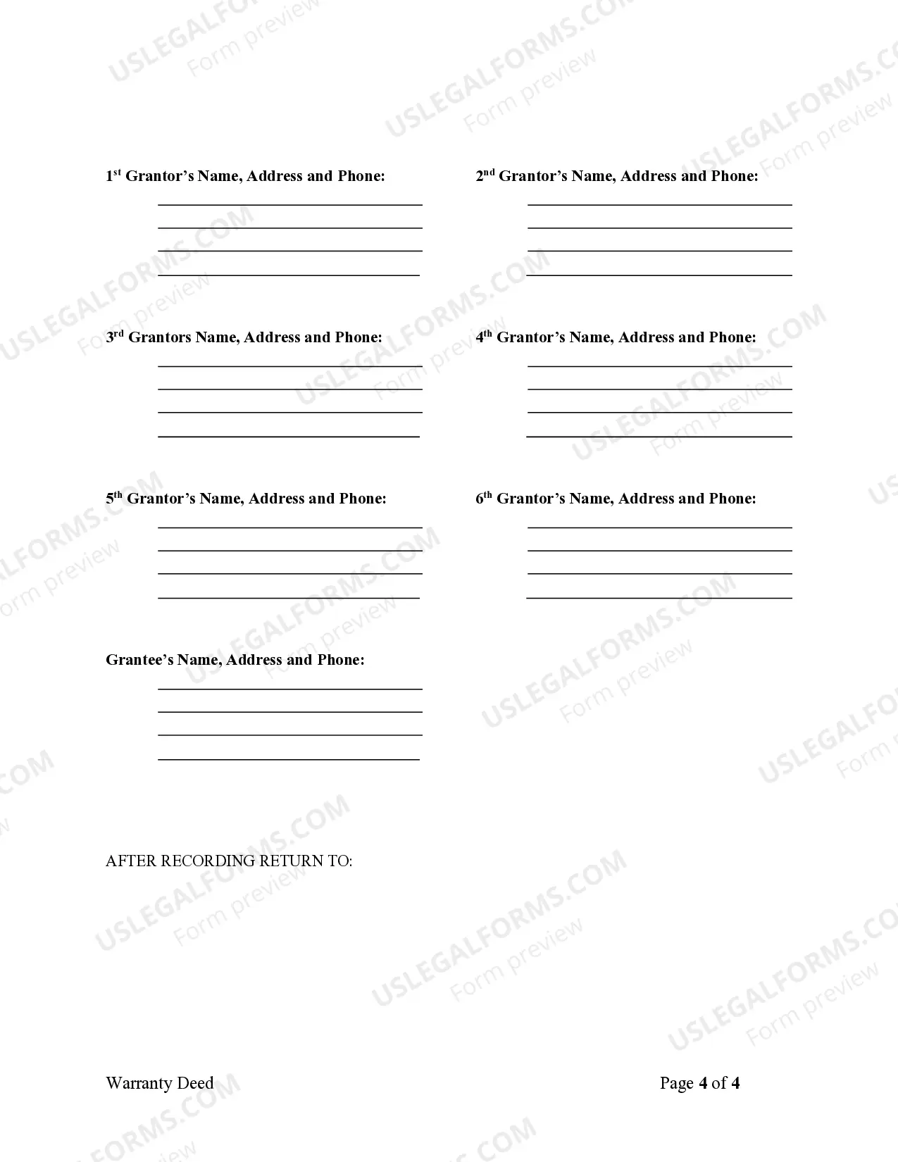 Preview Warranty Deed from Six Grantors to One Grantee