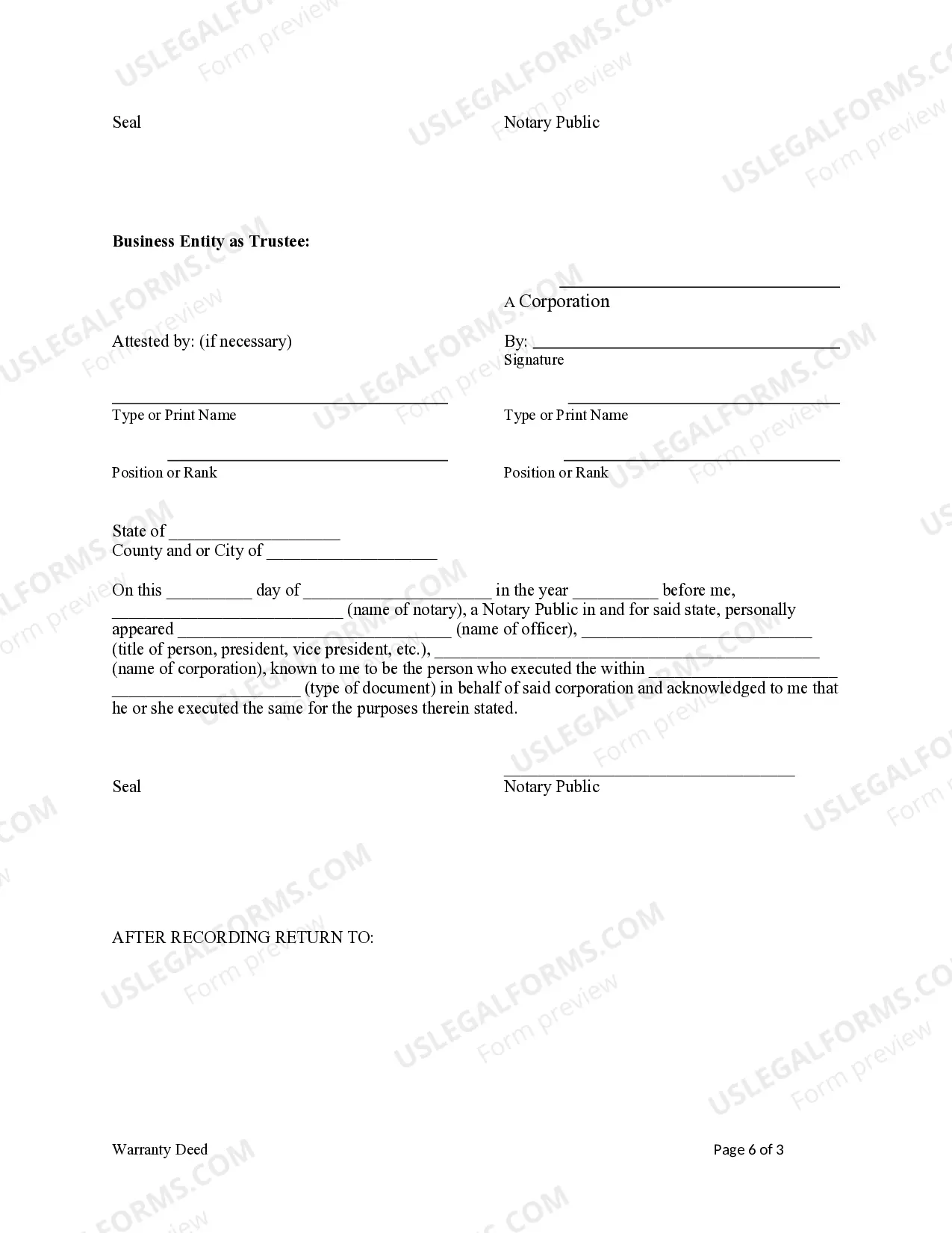 Preview Warranty Deed - Trust to Trust