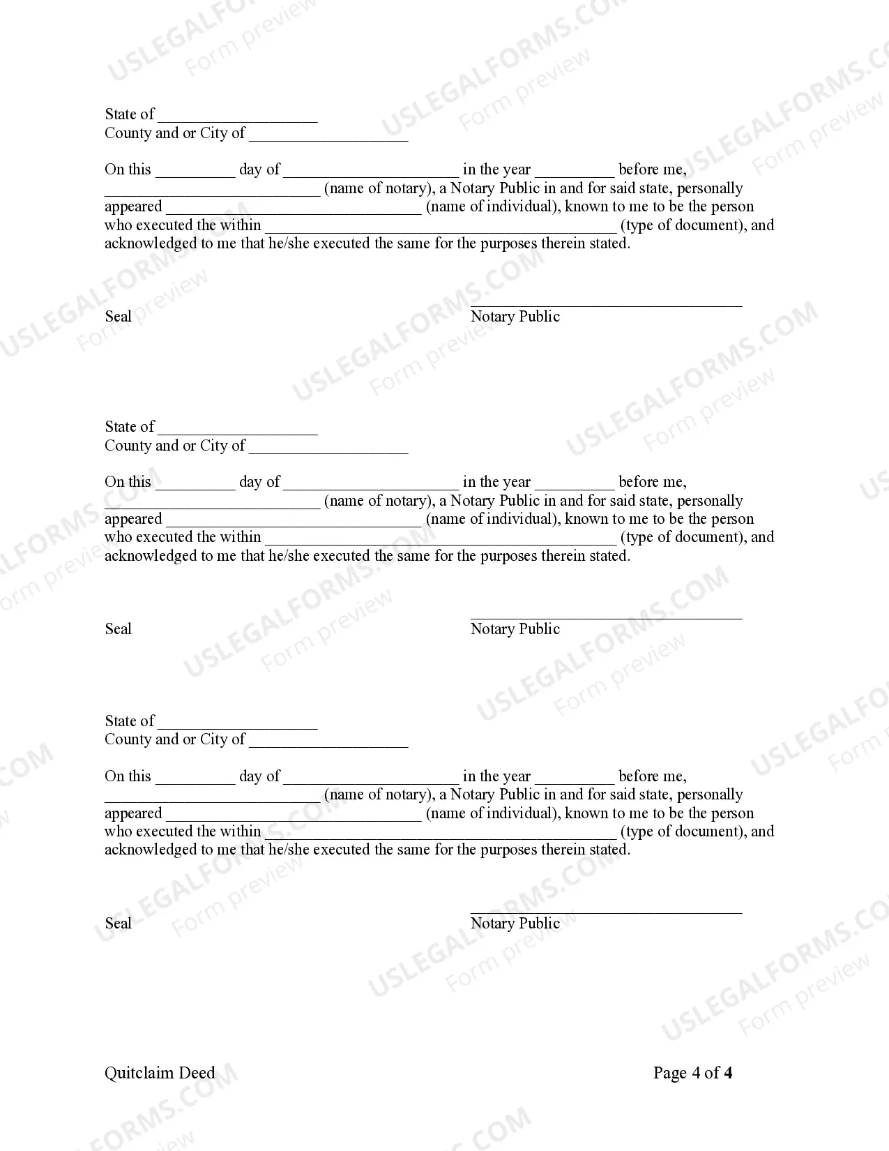Preview Quitclaim Deed - Four Individuals to a Limited Liability Company