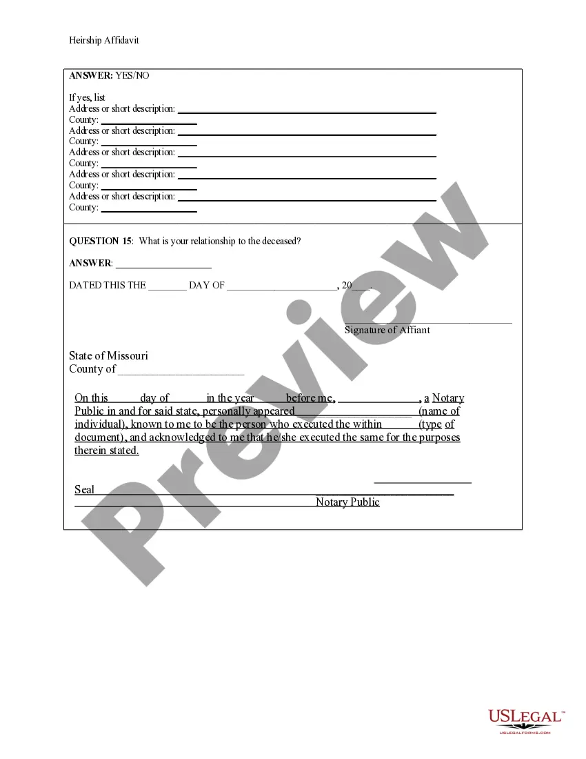 Preview Heirship Affidavit - Descent