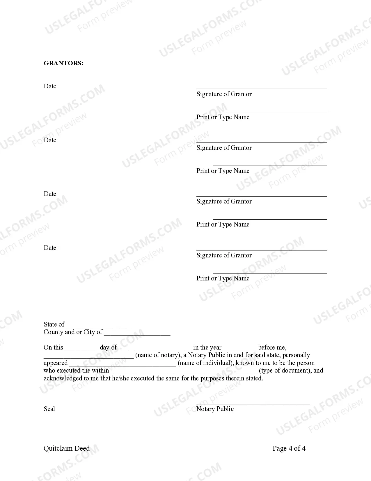 Preview Quitclaim Deed - Two Married Couples to a Limited Liability Company