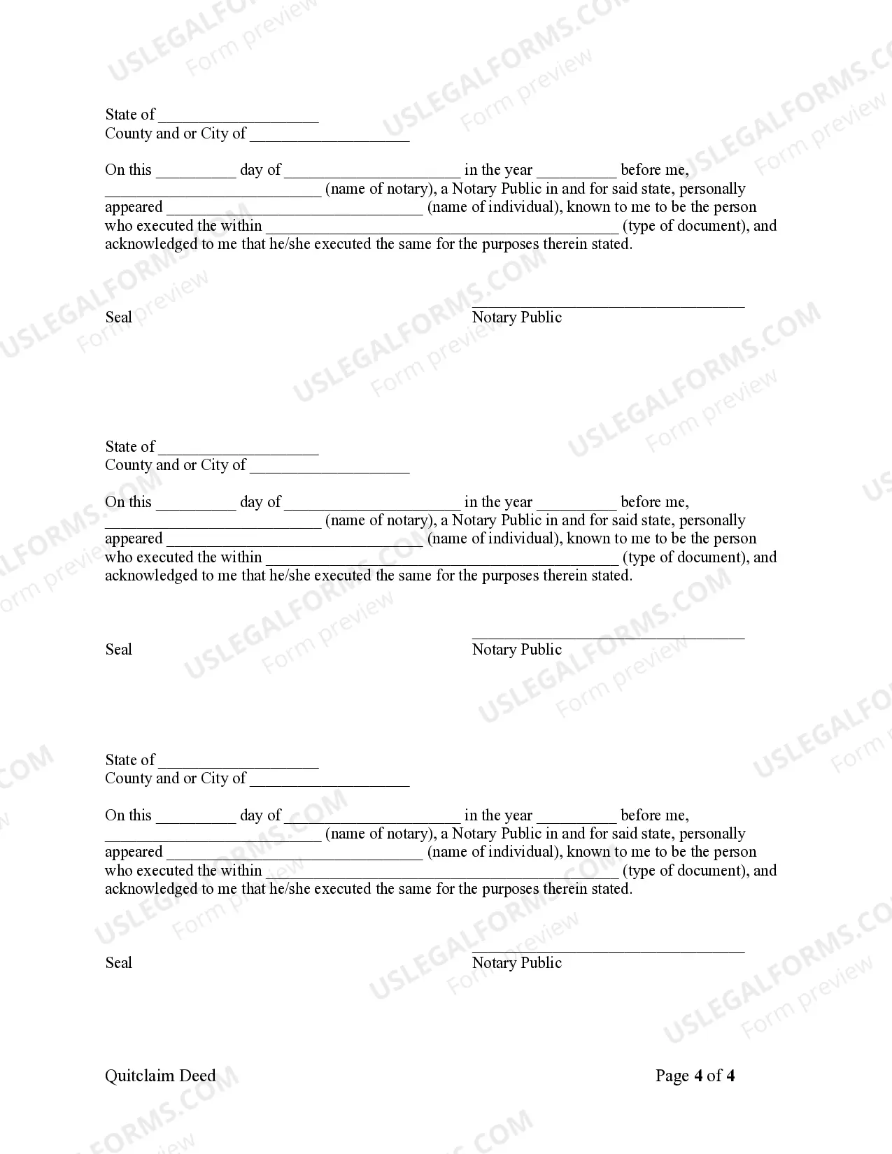 Preview Quitclaim Deed - Two Married Couples to a Limited Liability Company