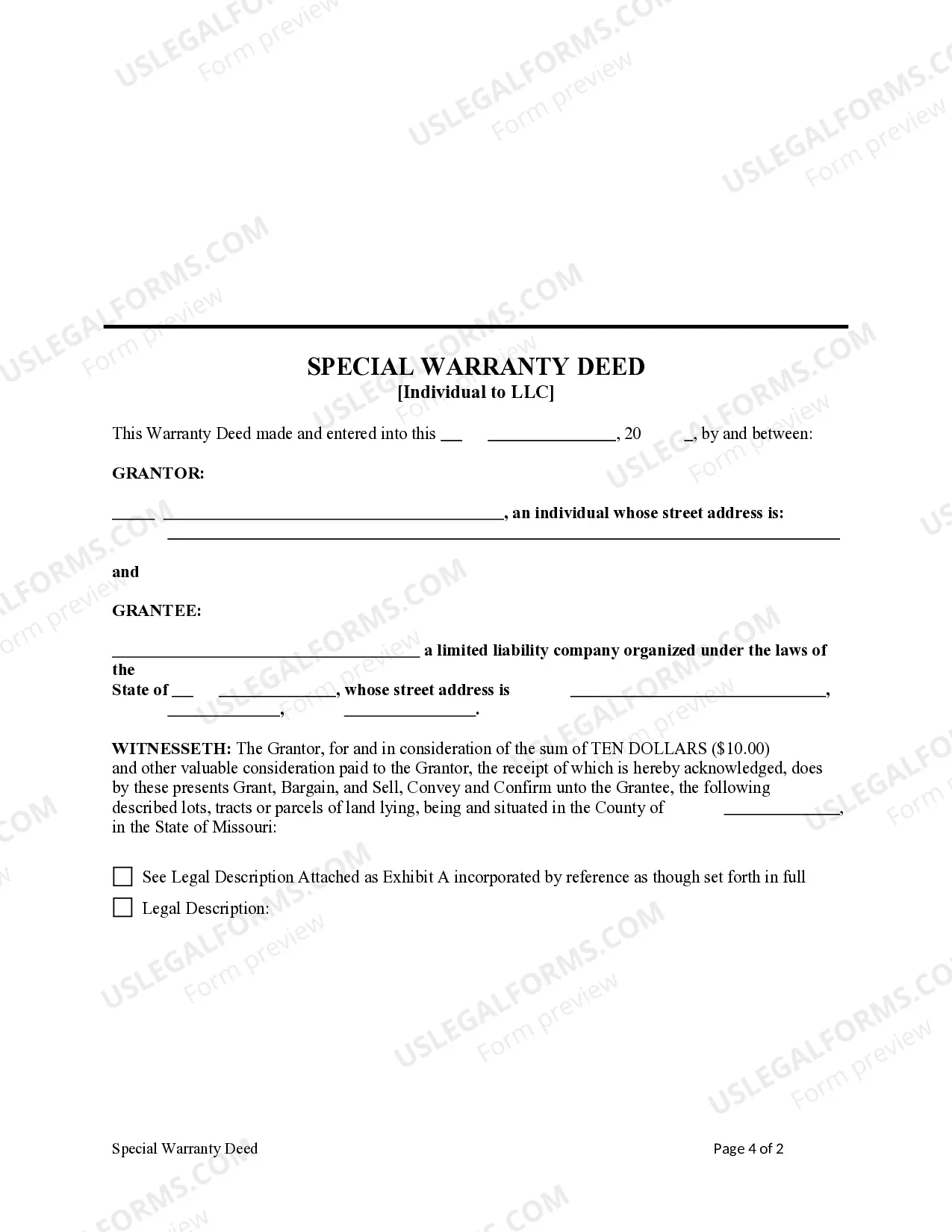 Preview Special Warranty Deed