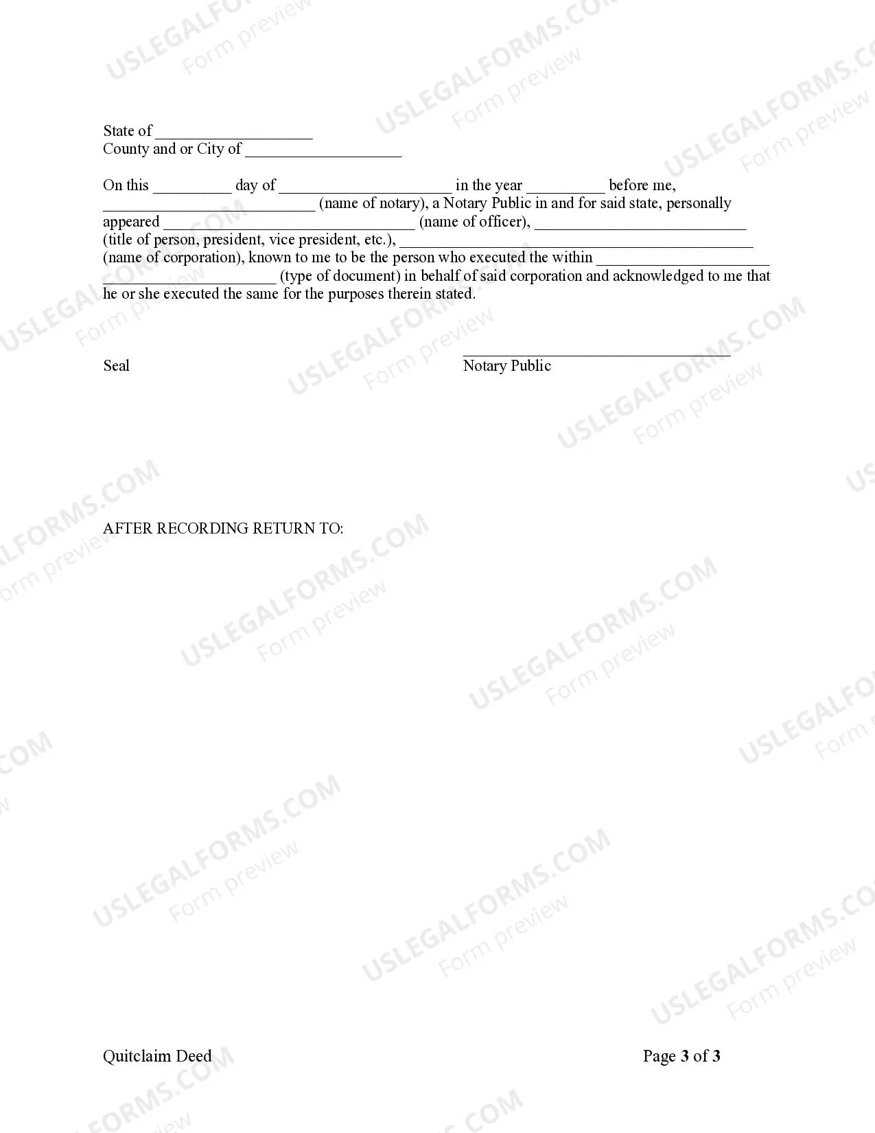 Preview Quitclaim Deed - Trust to an Individual