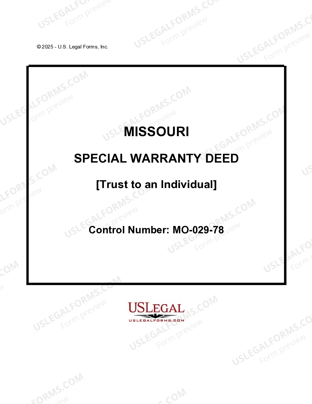 Missouri Special Warranty Deed from a Trust to an Individual - Special ...