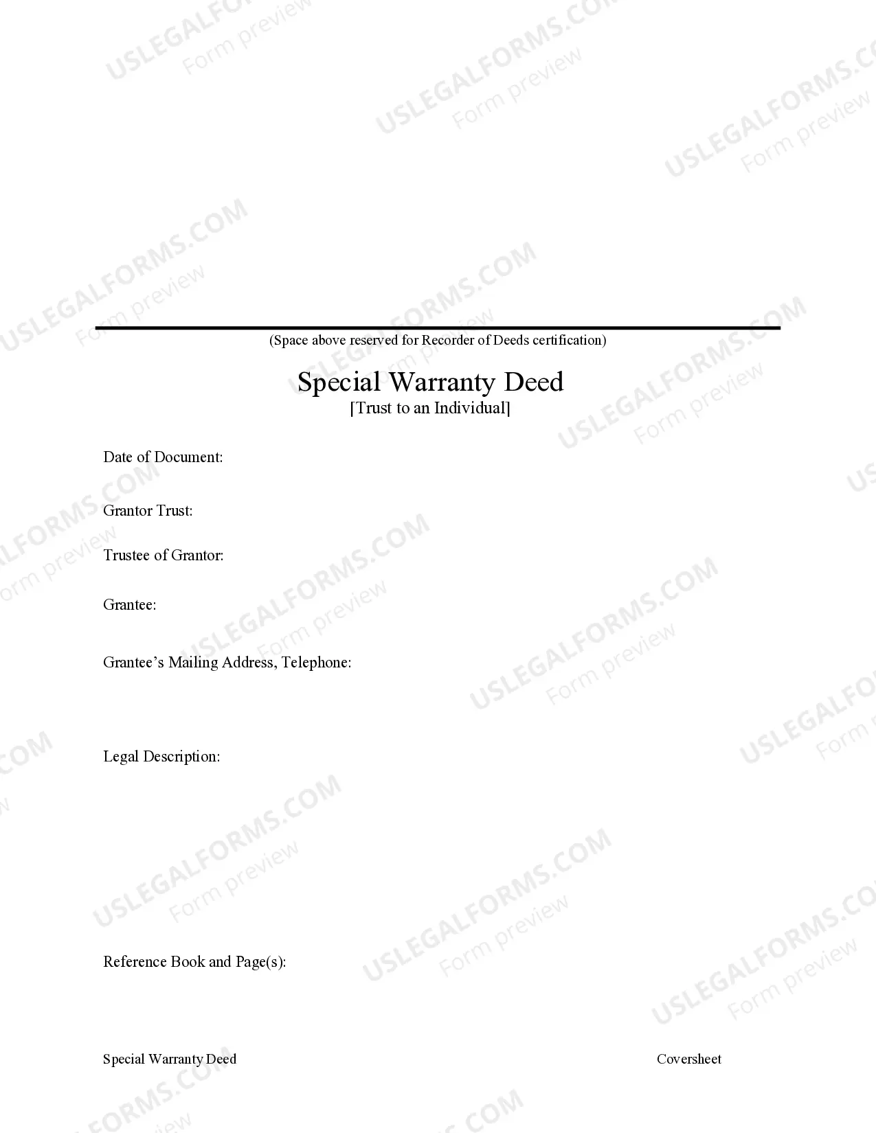 Preview Special Warranty Deed from a Trust to an Individual