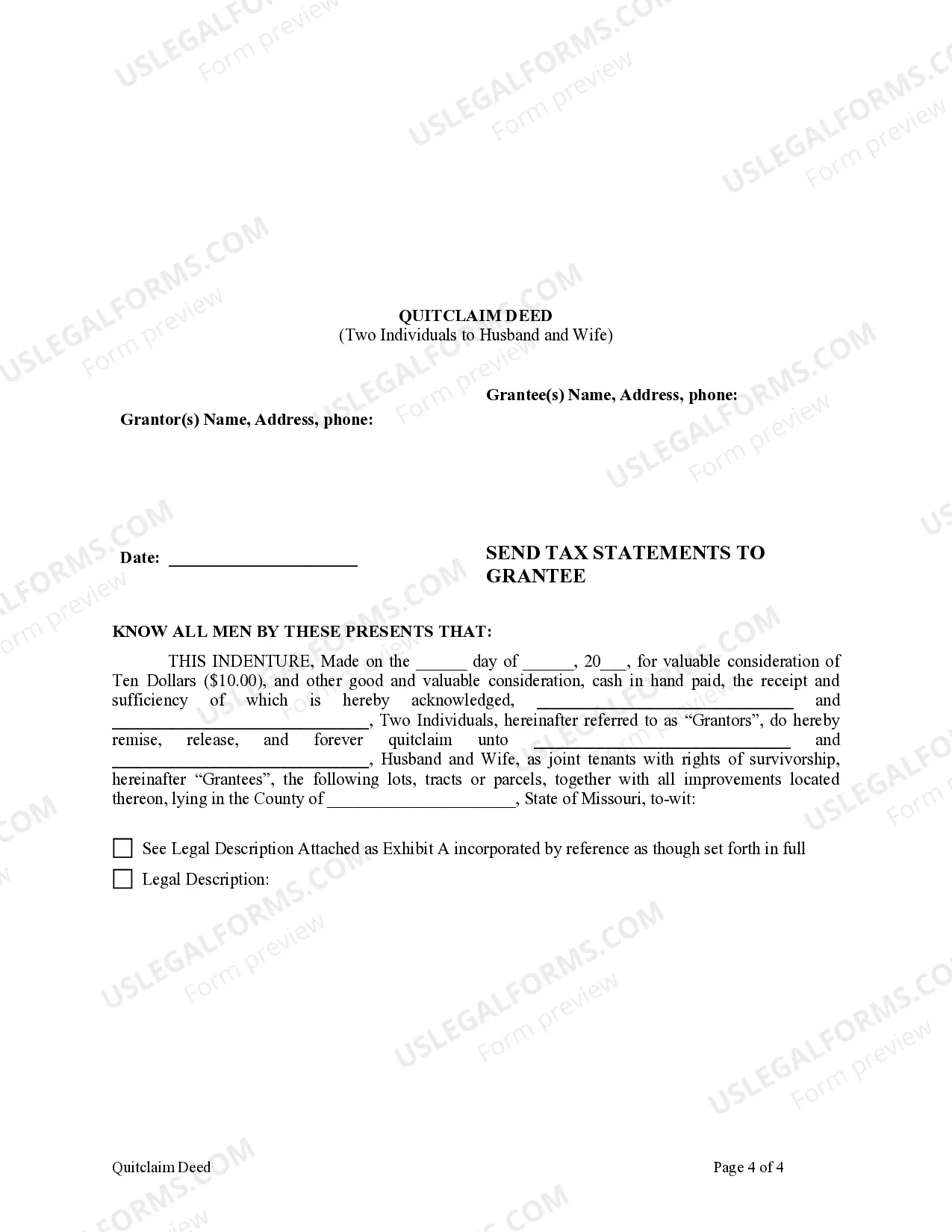 Preview Quitclaim Deed by Two Individuals to Husband and Wife