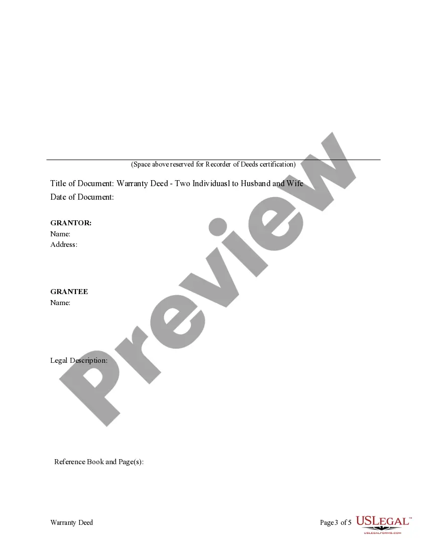 Preview Warranty Deed from two Individuals to Husband and Wife