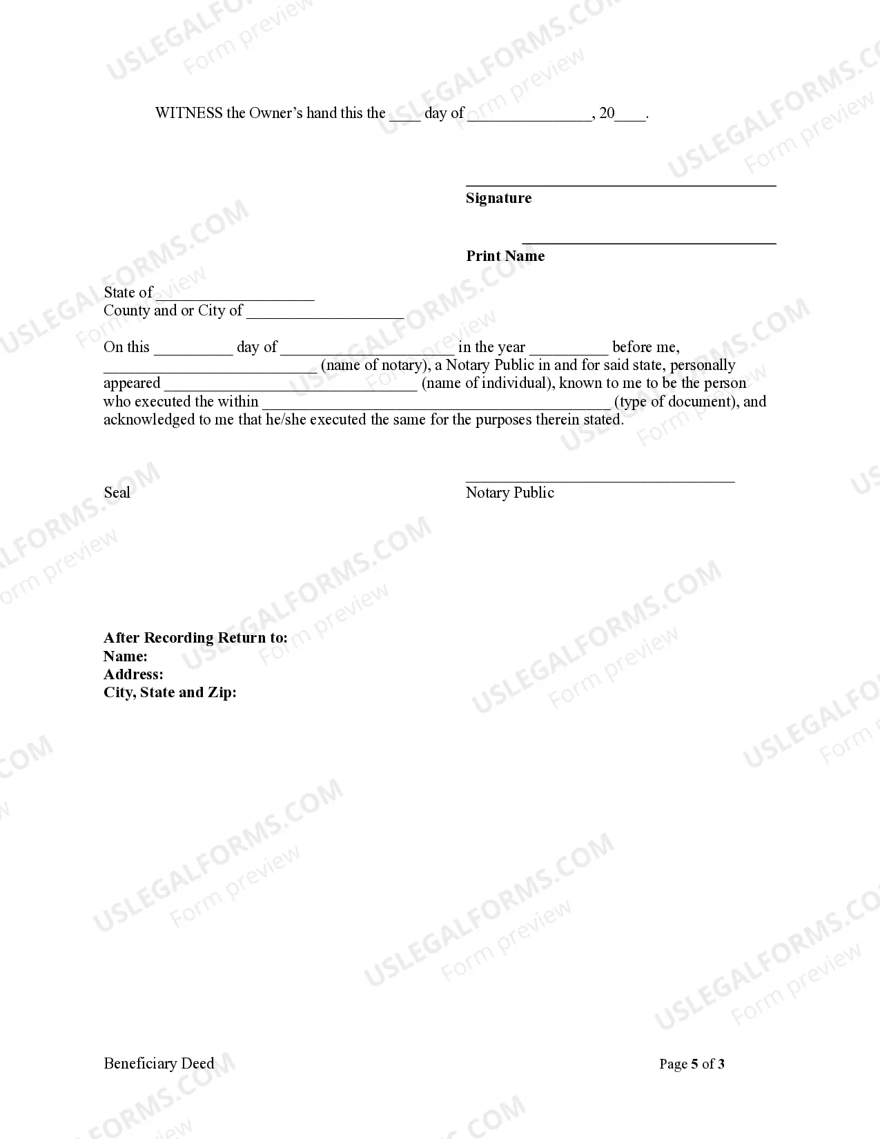 Preview Transfer on Death Deed or TOD - Beneficiary Deed for One Individual to Two Individuals