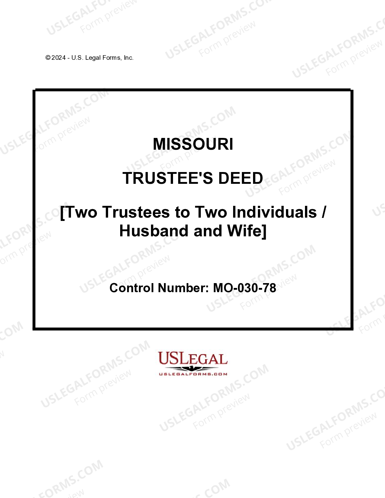 Missouri Trustee's Deed Trustee's Deed US Legal Forms