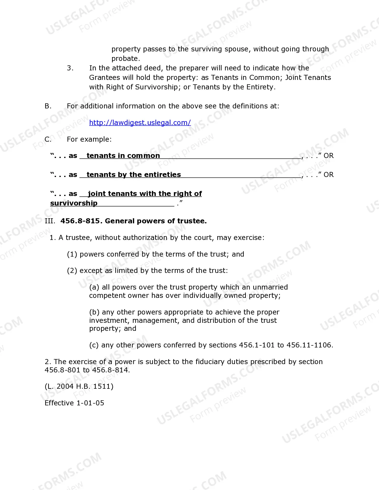 Preview Trustee's Deed - Two Trustees to Husband and Wife / Two Individuals