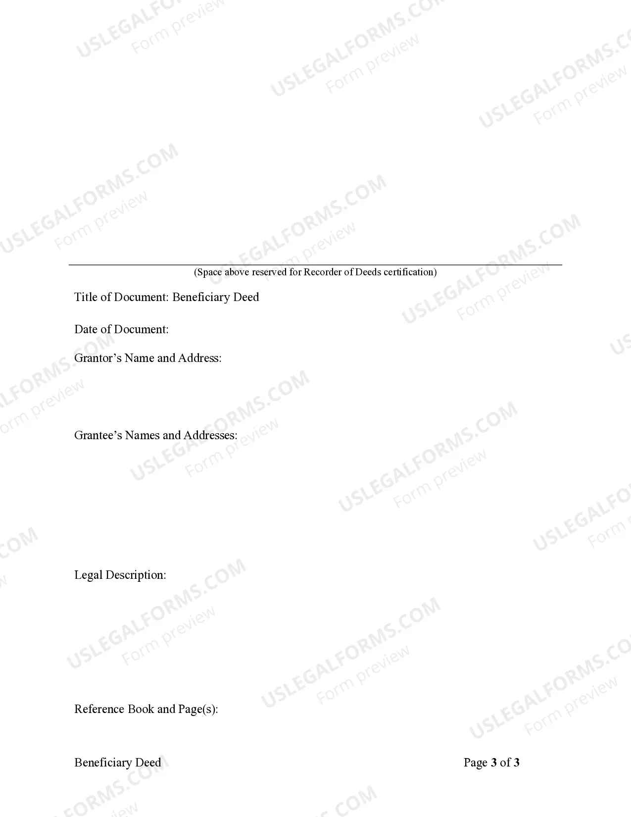 Preview Transfer on Death Deed or TOD - Beneficiary Deed for Individual to Five Individuals