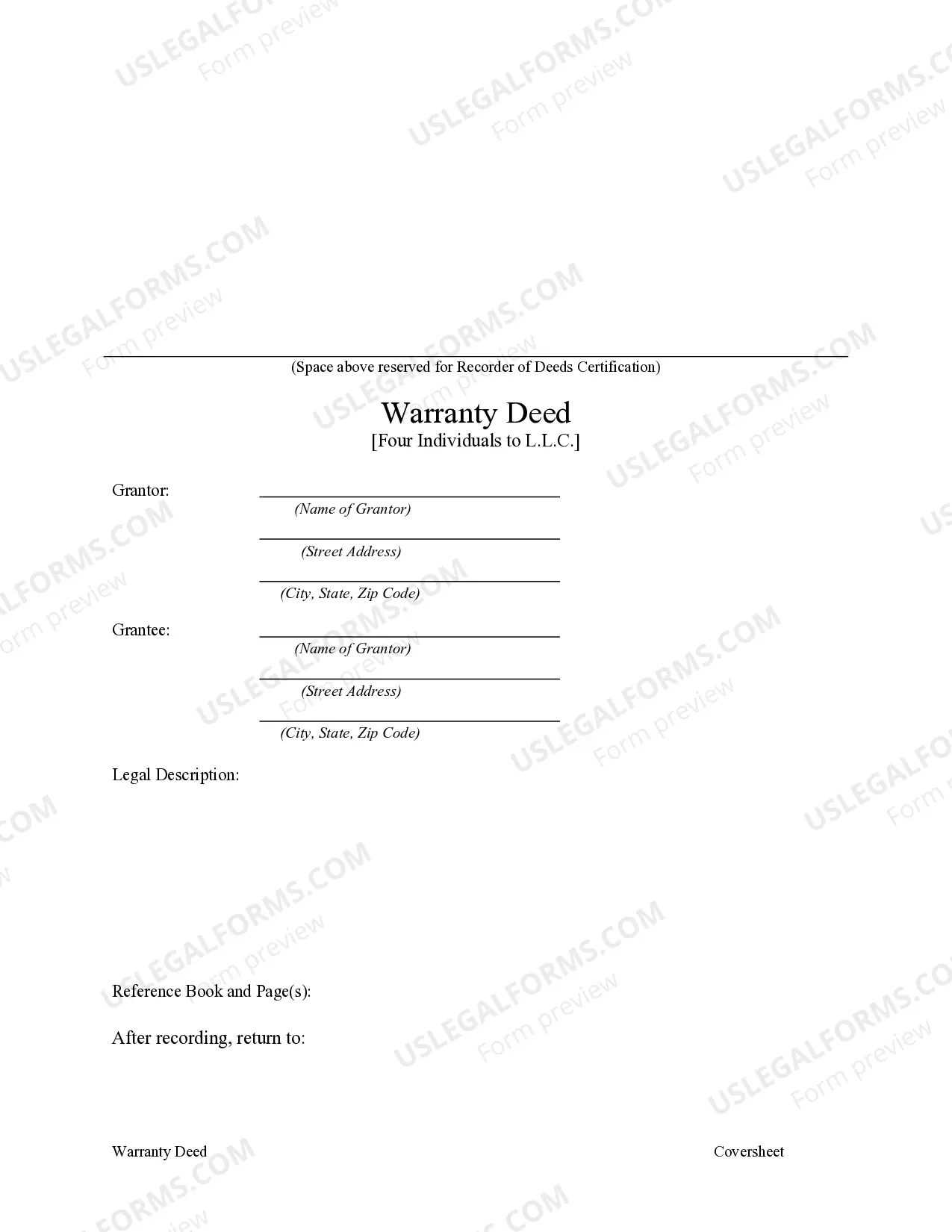 Preview Warranty Deed from an Limited Liability Company to a Limited Liability Company
