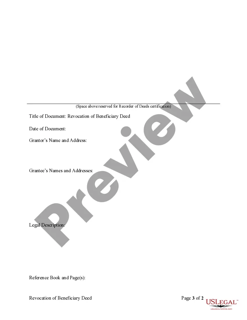 Preview Revocation of Transfer on Death or TOD - Beneficiary Deed