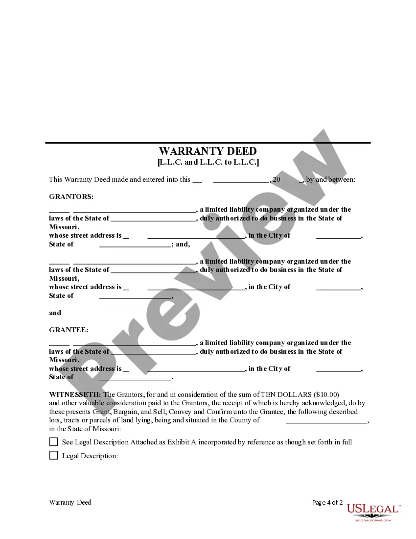 Preview Warranty Deed from L.L.C. and L.L.C. to an L.L.C.