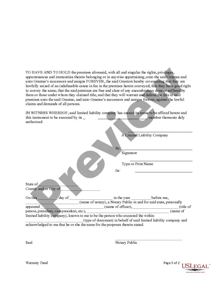 Preview Warranty Deed from L.L.C. and L.L.C. to an L.L.C.