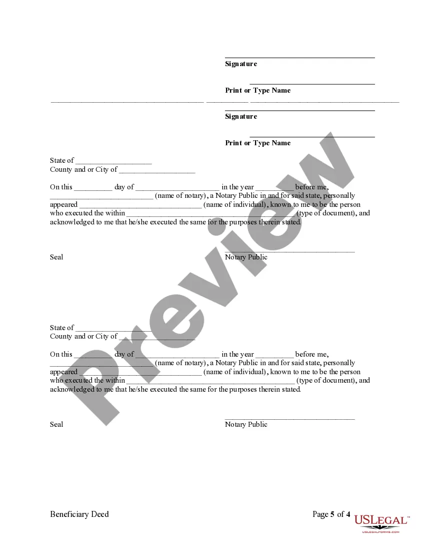 Preview Beneficiary Deed or TOD - Transfer on Death Deed from Two Individuals to Three Individuals