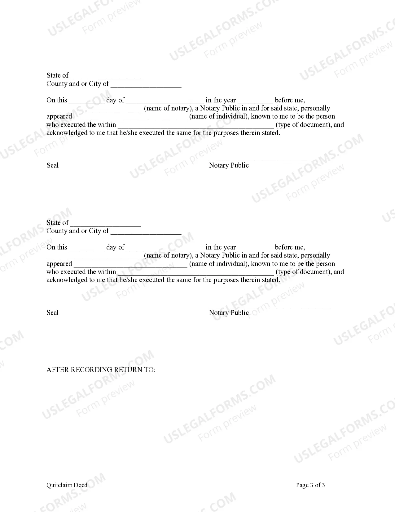 Preview Quitclaim Deed from Two Individual Grantors to an Individual Grantee
