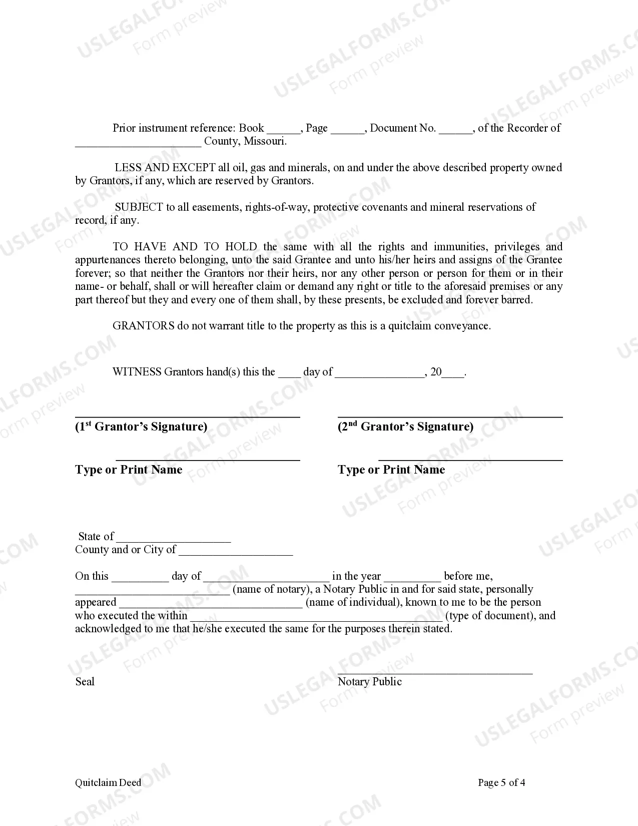 Preview Quitclaim Deed by Two Individuals to LLC