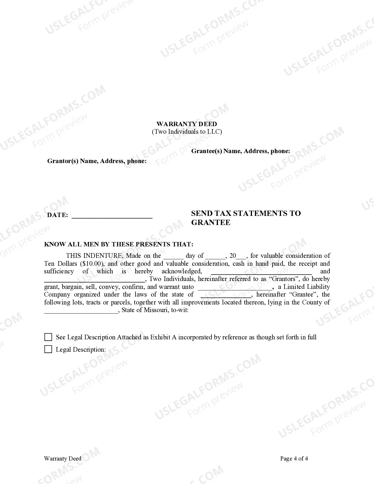 Preview Warranty Deed from two Individuals to LLC