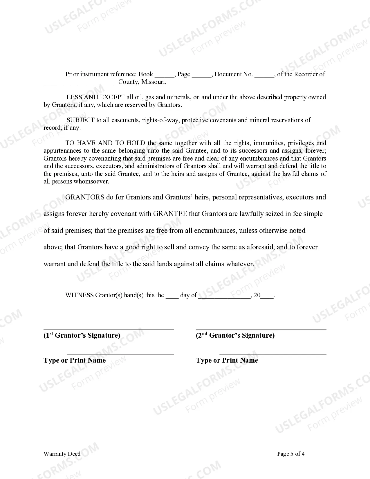Preview Warranty Deed from two Individuals to LLC