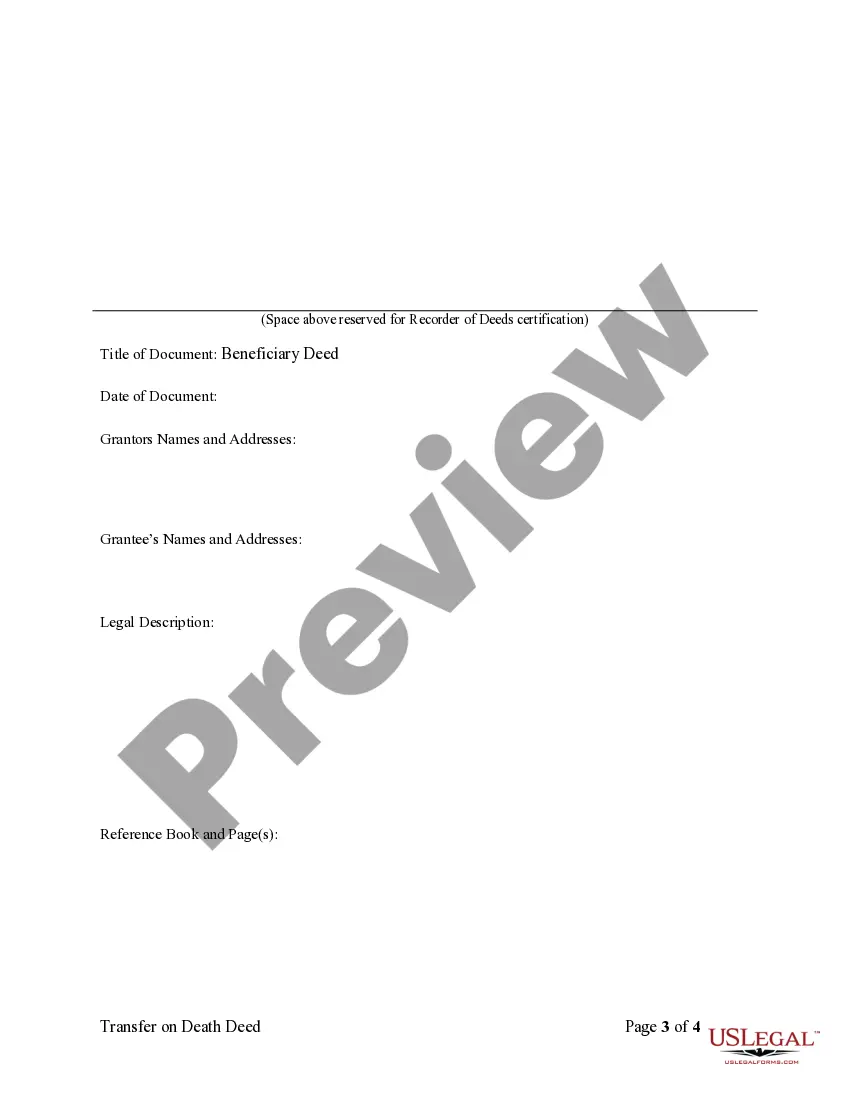 Preview Missouri TOD - Transfer on Death Deed or Beneficiary Deed - Husband and Wife to Two Individuals