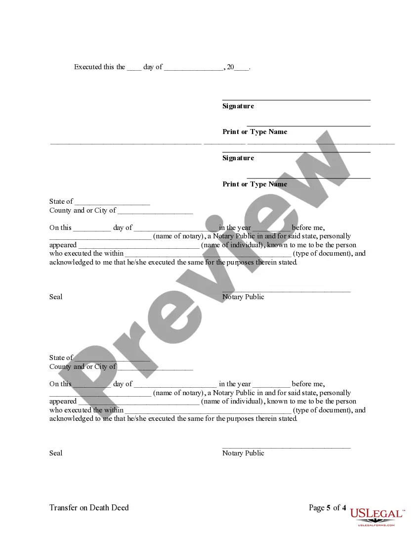 Preview Missouri TOD - Transfer on Death Deed or Beneficiary Deed - Husband and Wife to Two Individuals