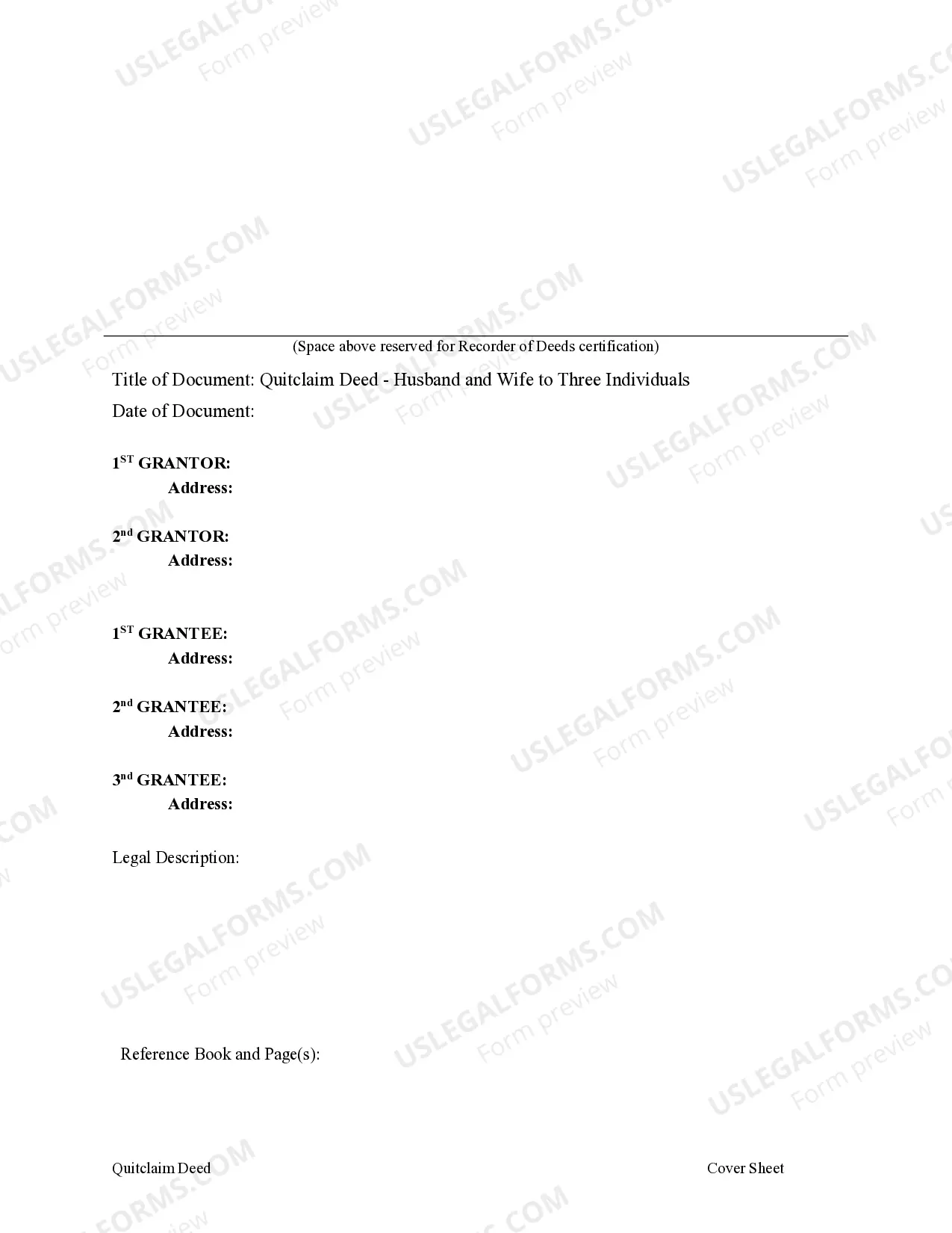 Preview Quitclaim Deed - Husband and Wife to Three Individuals