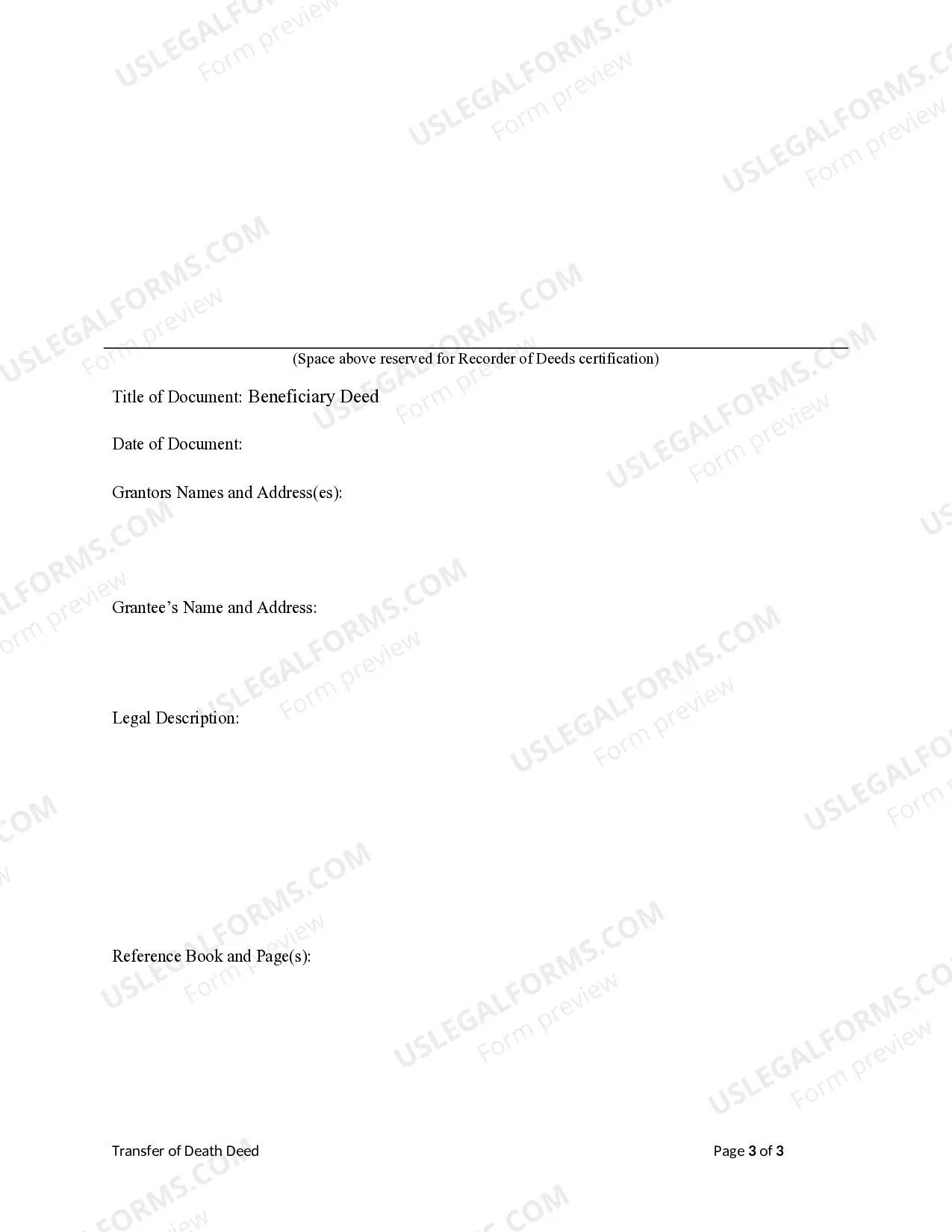 Preview Transfer on Death Deed or TOD - Beneficiary Deed - Husband and Wife to an Individual