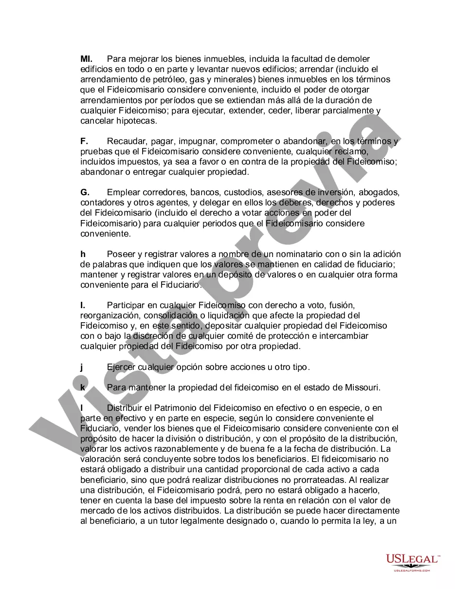 Preview Fideicomiso irrevocable autoestablecido para el beneficio de por vida del fideicomitente con poder de invasión en el fideicomitente