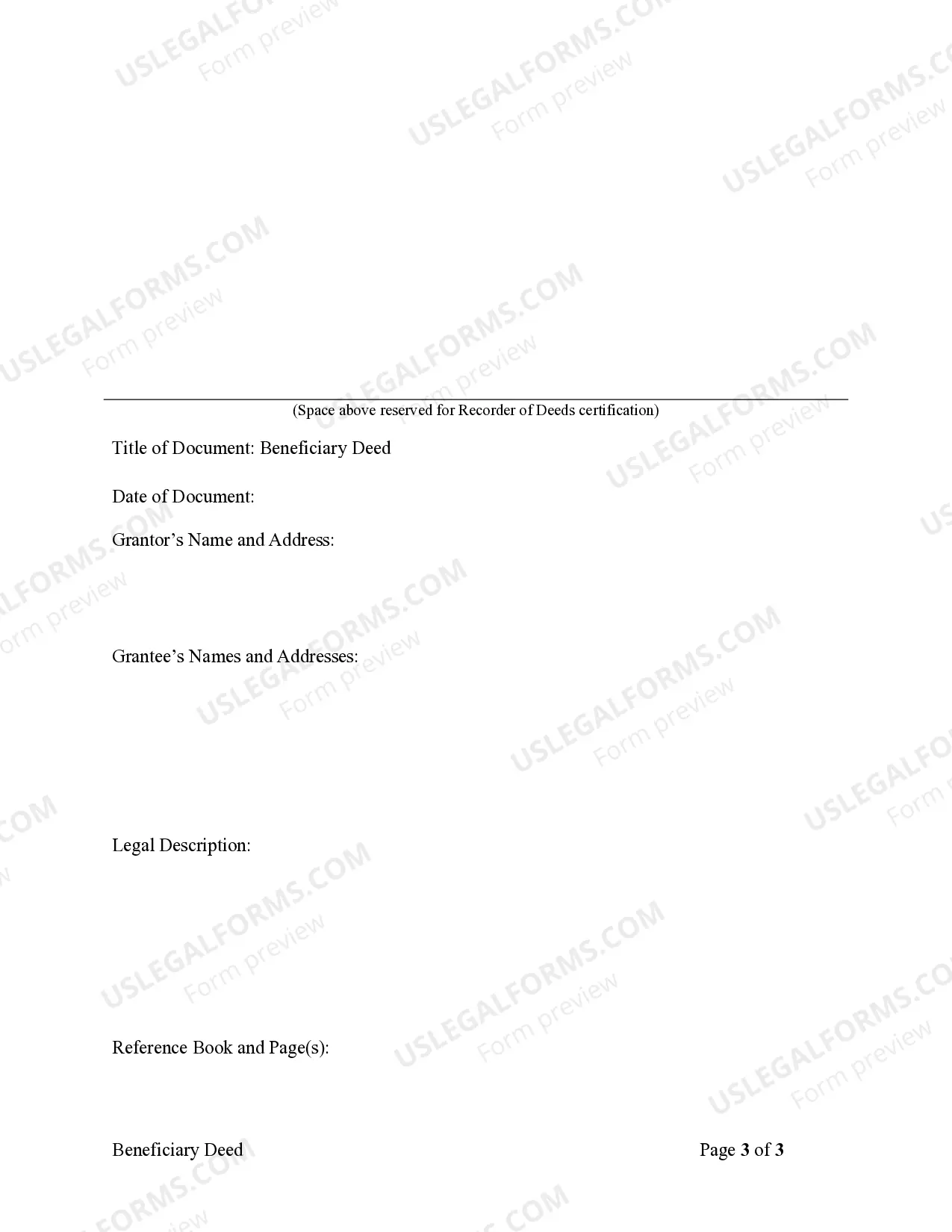 Preview Beneficiary Deed or TOD - Transfer on Death Deed from an Individual to Four Individuals