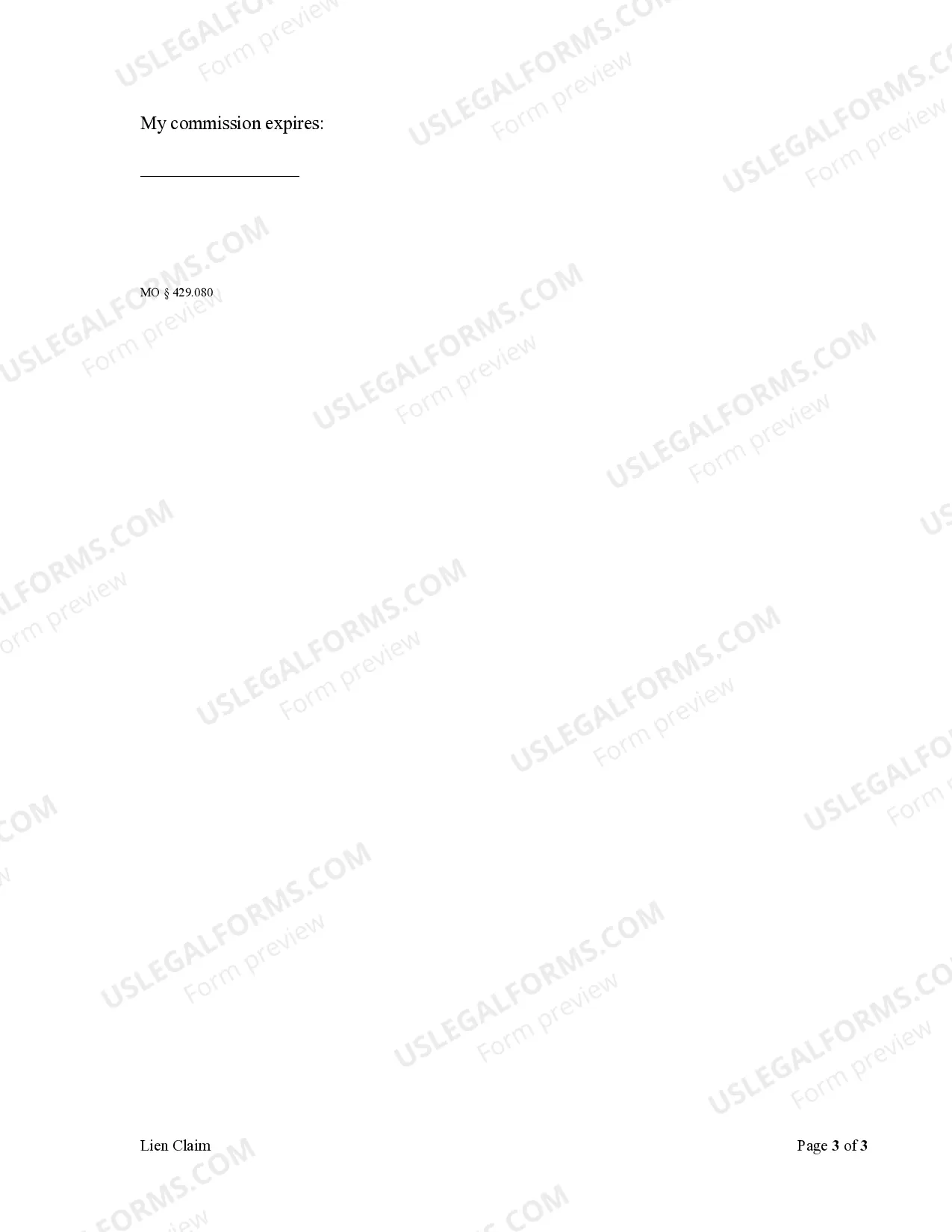 Preview Lien Claim - Corporation