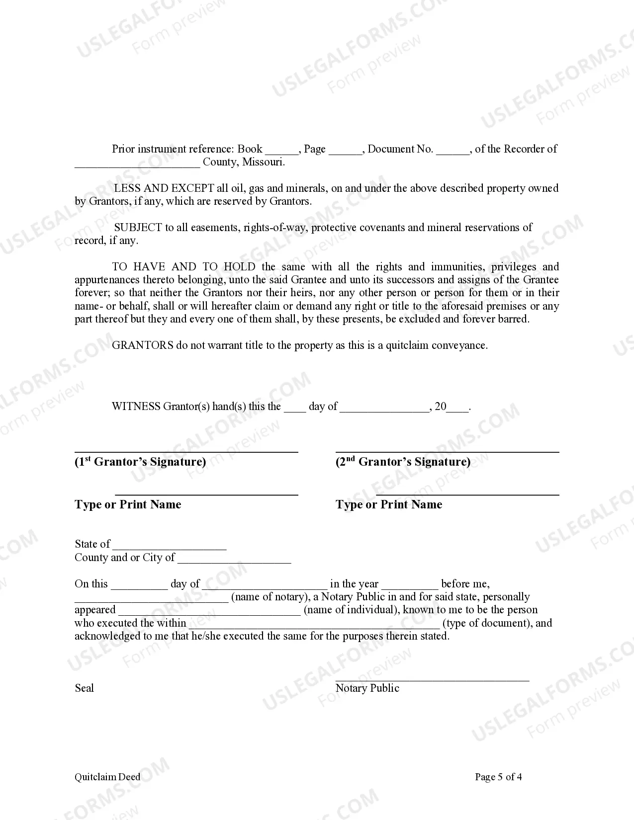 Preview Quitclaim Deed by Two Individuals to Corporation