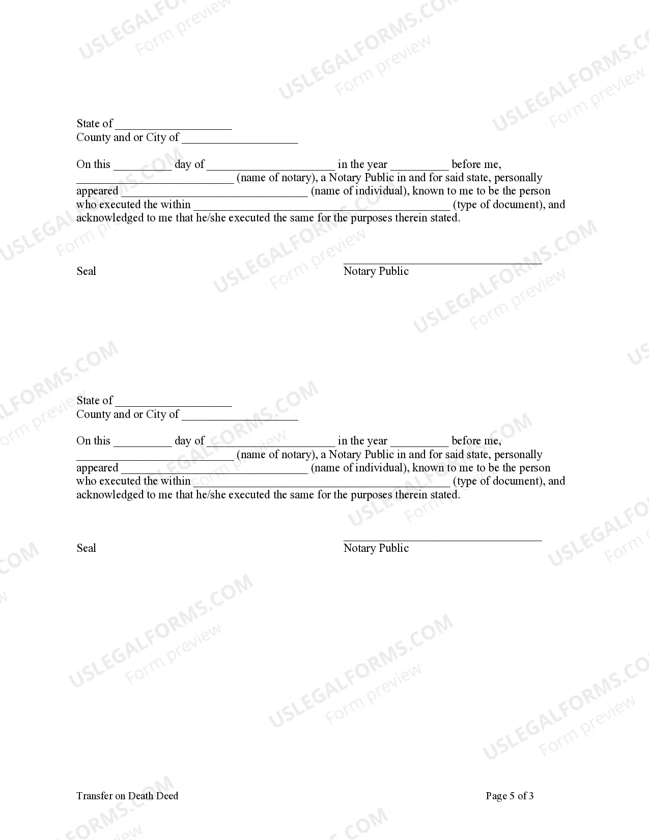 Preview Transfer on Death Deed or TOD - Beneficiary Deed for two Individuals to an Individual