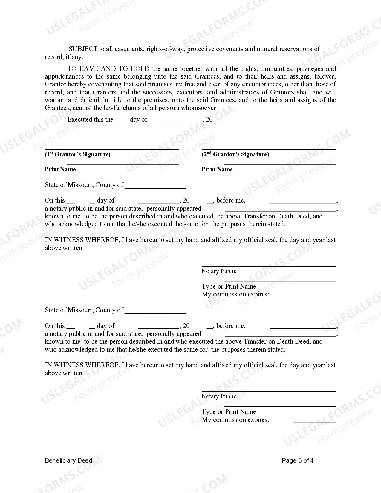 Preview Transfer on Death Deed or TOD - Beneficiary Deed for Husband and Wife to Seven Individual Beneficiaries and a Corporate Beneficiary