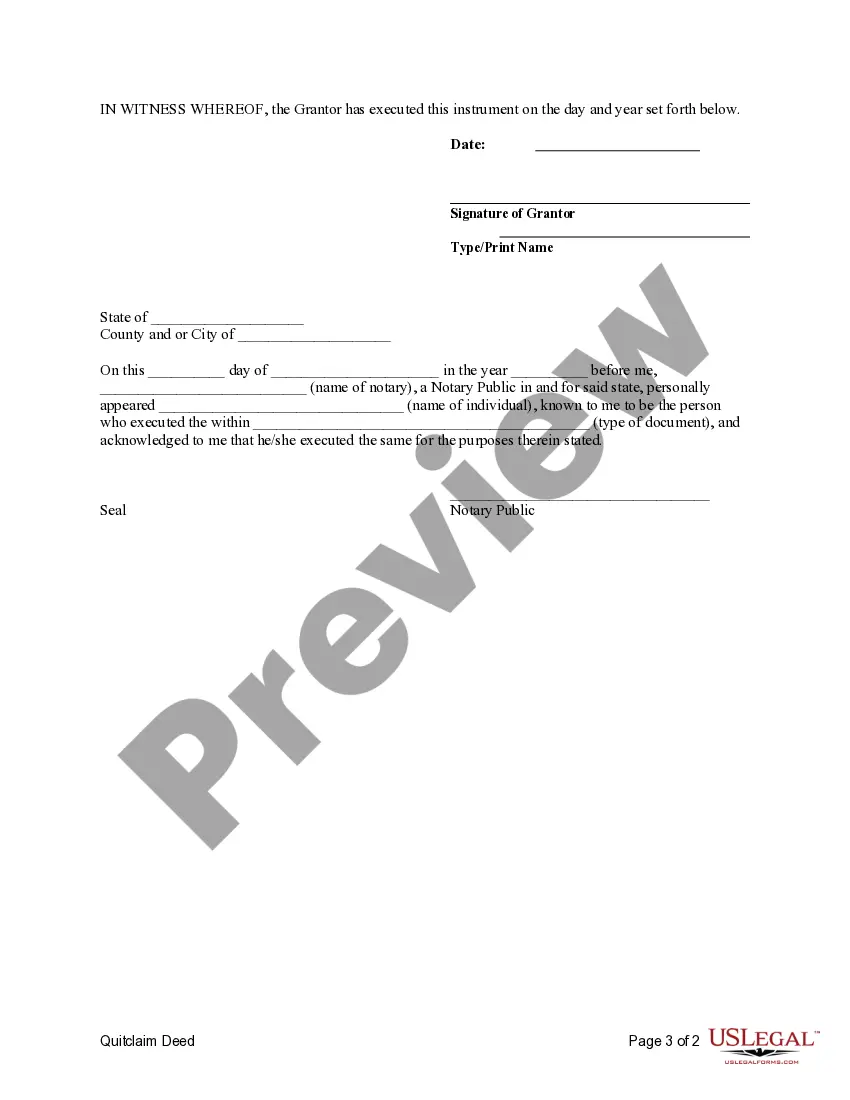 Preview Quitclaim Deed from an Individual to Four Individuals.