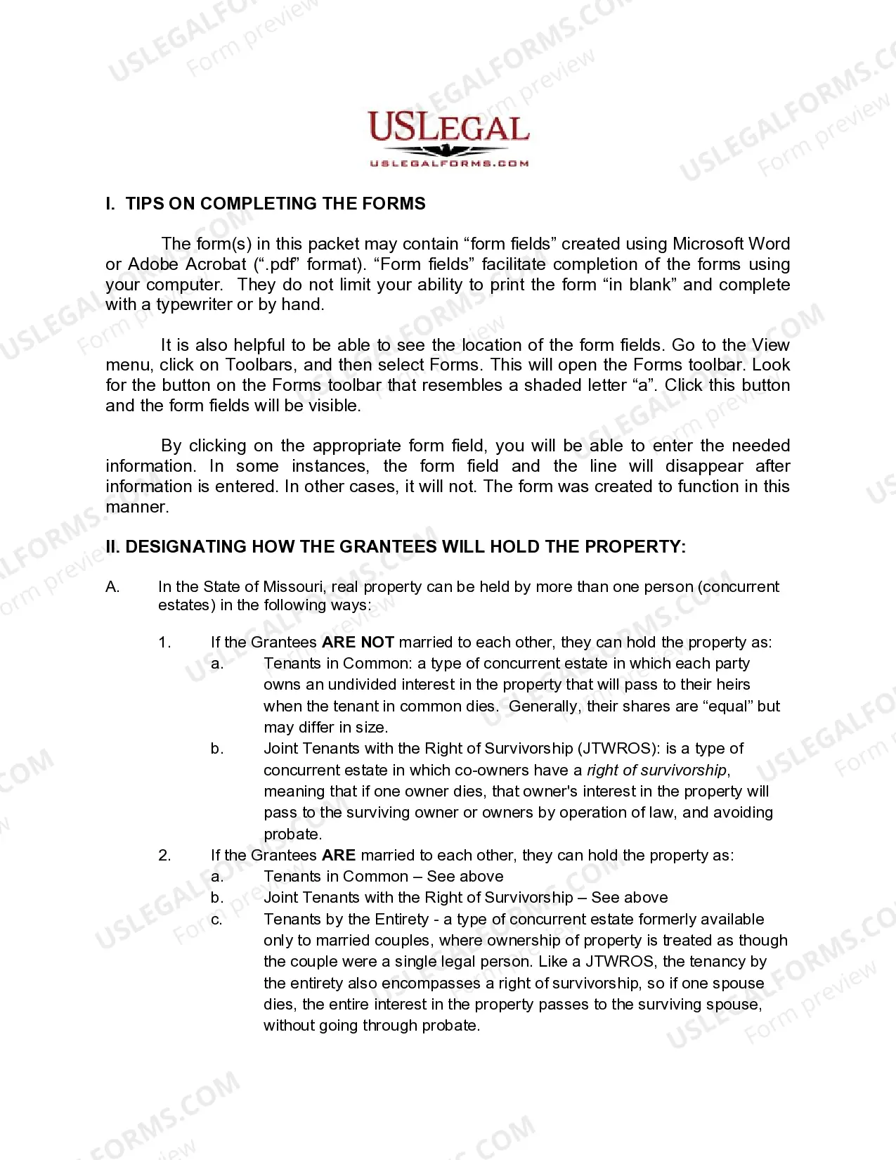 Preview Missouri TOD - Transfer on Death Deed or Beneficiary Deed - Husband and Wife to Four Individuals