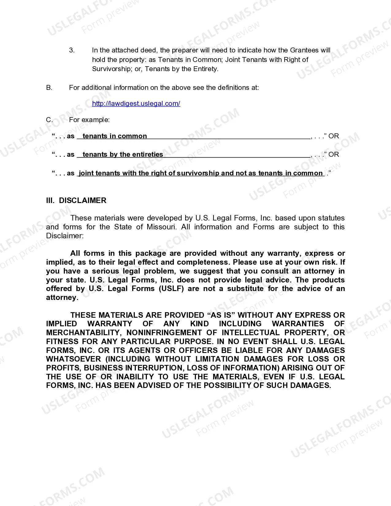 Preview Missouri TOD - Transfer on Death Deed or Beneficiary Deed - Husband and Wife to Four Individuals