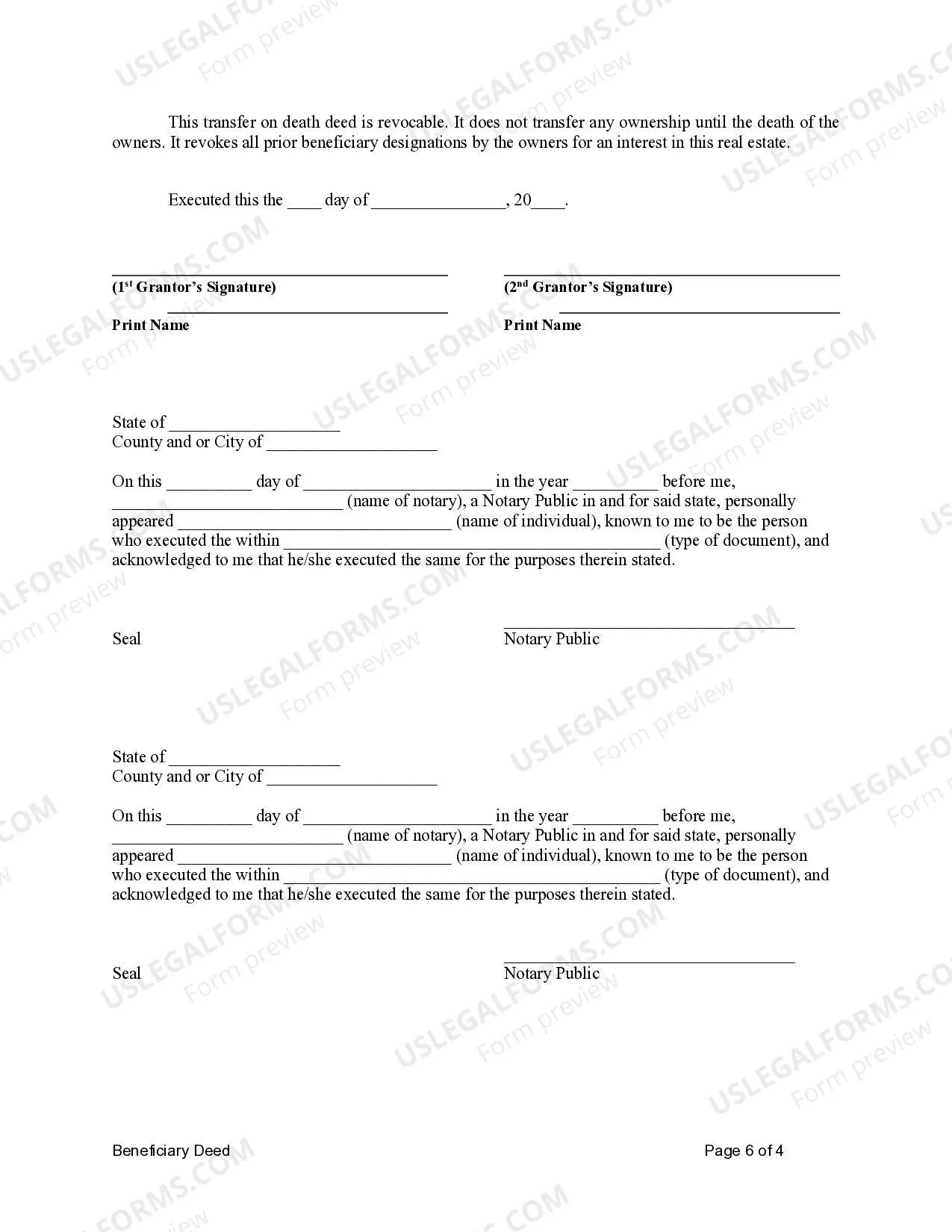 Preview Missouri TOD - Transfer on Death Deed or Beneficiary Deed - Husband and Wife to Four Individuals
