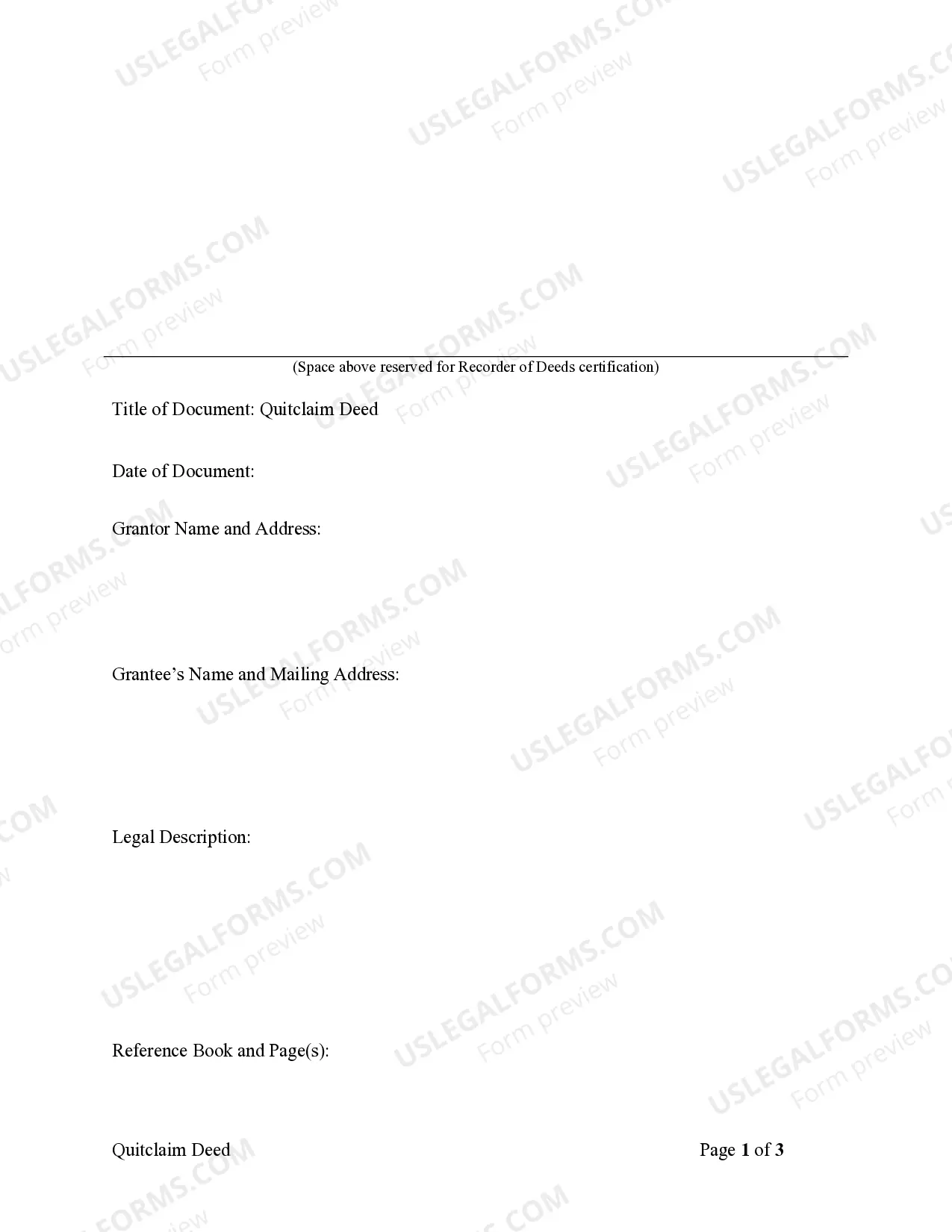 Preview Quitclaim Deed from LLC to an Individual