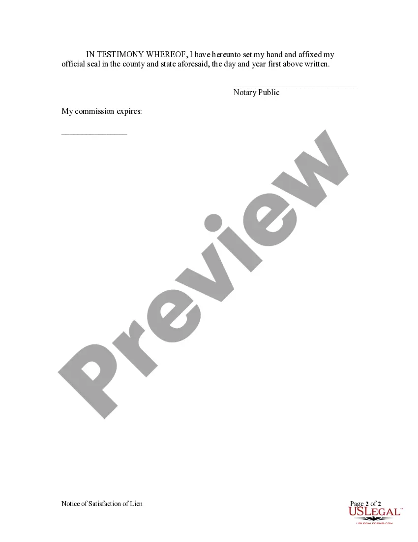 Preview Notice of Satisfaction - Individual