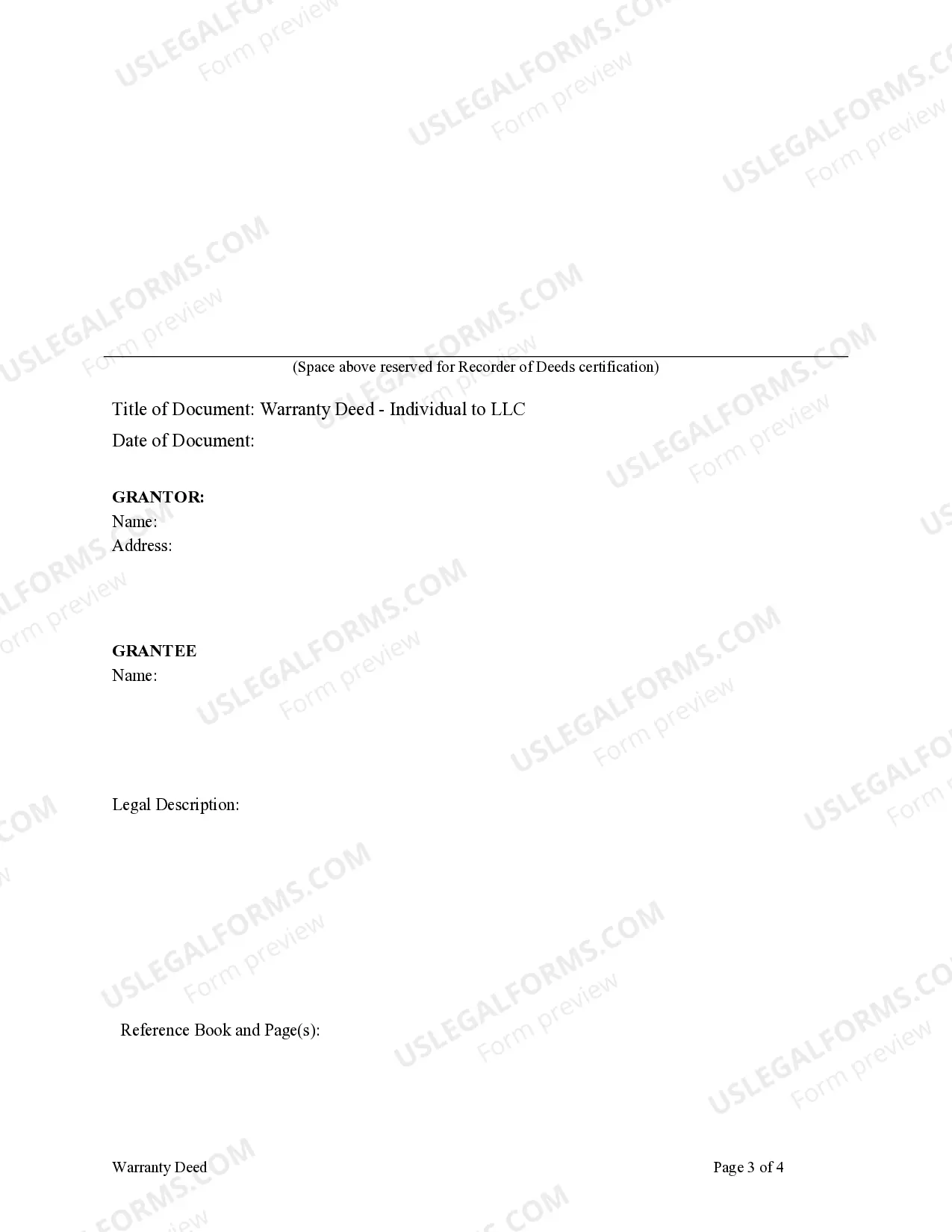 Preview Warranty Deed from Individual to LLC