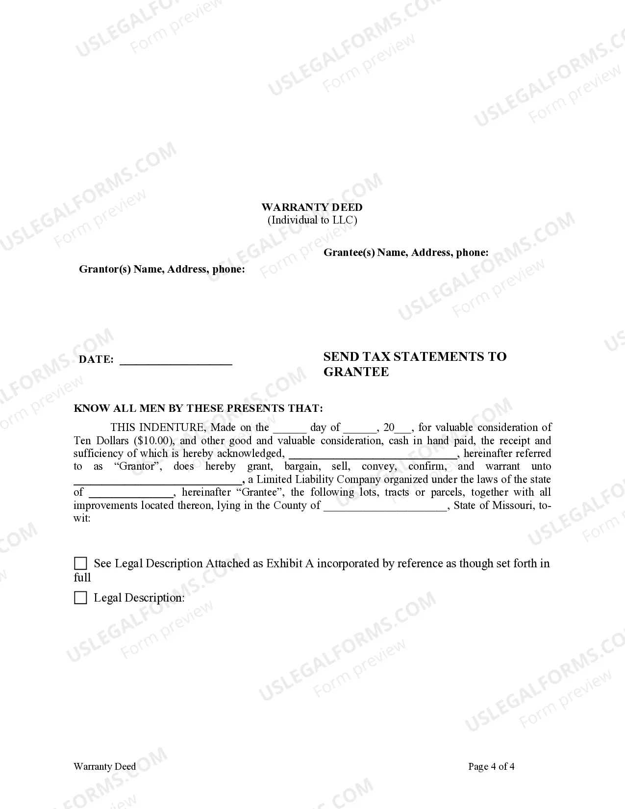 Preview Warranty Deed from Individual to LLC