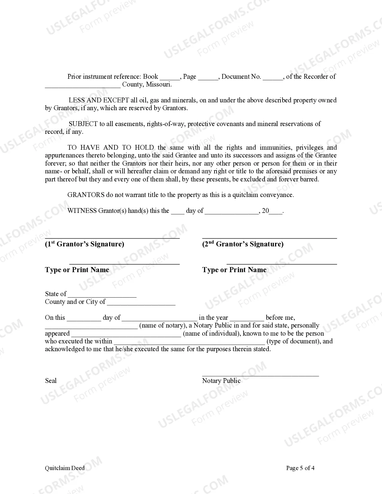 Preview Quitclaim Deed from Husband and Wife to Corporation