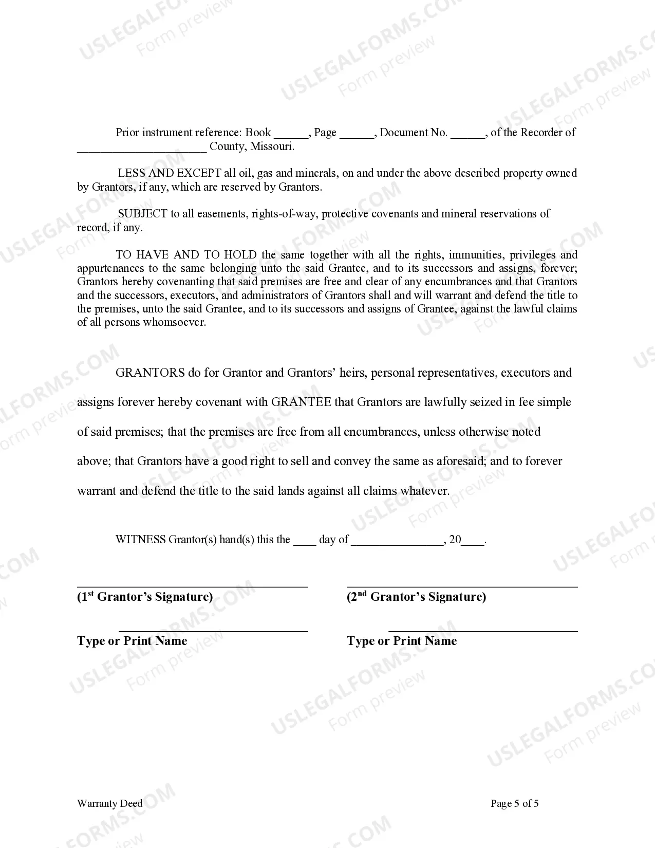Preview Warranty Deed from Husband and Wife to LLC