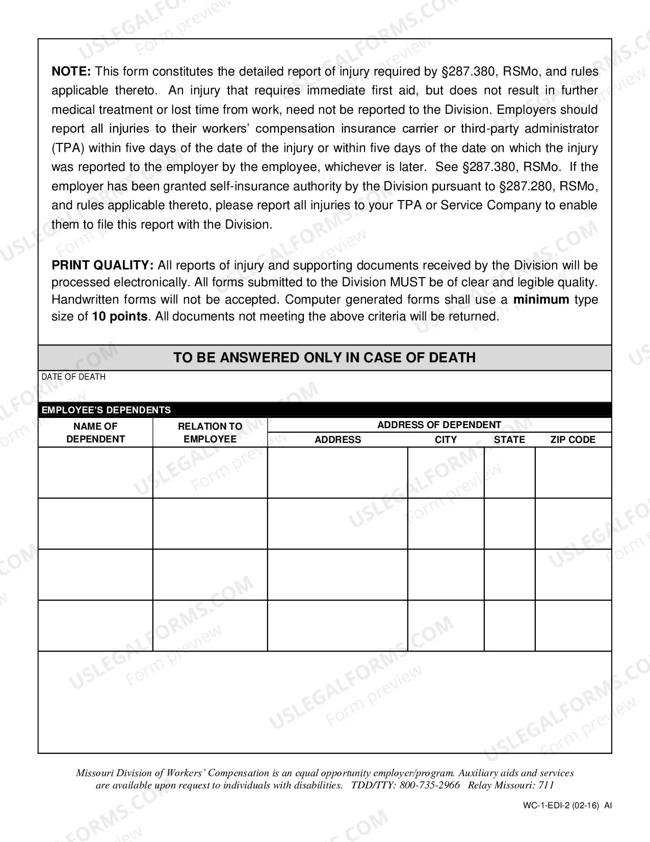 Preview Report of Injury for Workers' Compensation